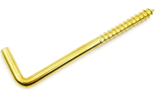 Design61 Schlitzhaken Gerade Schraubhaken Konsolhaken Stahlhaken Wandhaken mit Gewinde Einschraubhaken für Wand & Decke Haken zur Befestigung von Ketten Lampen Vermessingt (80 x 4,4 mm, 10, stück)