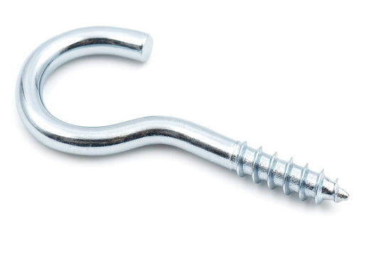 Design61 Gebogene Schraubhaken Wandhaken Verzinkt mit Holzgewinde Einschraubhaken für Wand Decke Haken zur Befestigung von Seilen Ketten Pflanzen Lampen (25 x 2,4 mm, 10, stück)