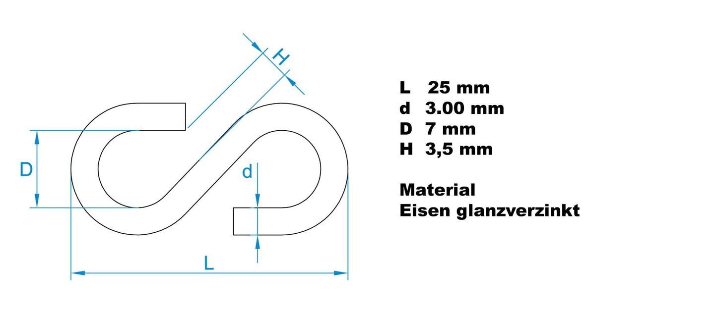 Design61 10x S-Haken 25 mm Länge Verzinkt S haken Rostfrei Metallhaken Doppelhaken Aufhängehaken zum Aufhängen für Küche Werkstatt Haushalt Garten