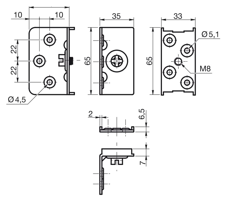 Design61 4er Set Bettbeschläge Bettverbinder Bettbeschlag für Lattenrost Möbelverbinder komplett Set zum Schrauben 65 mm