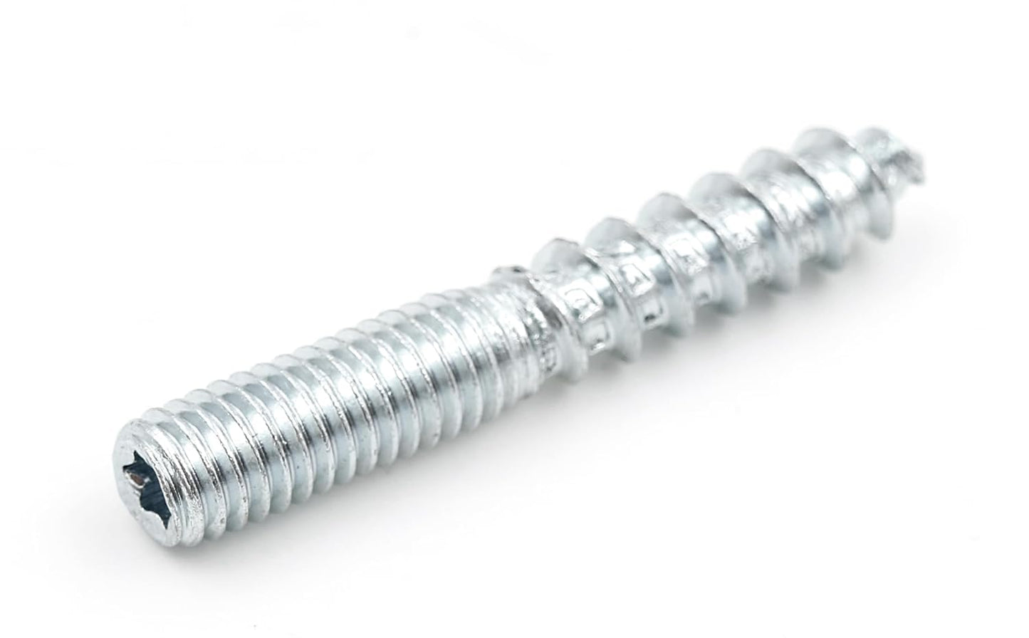 Design61 10x Stockschraube M6 x 50 mm Doppelgewindeschraube Schraubstifte mit Holzgewinde & Metrischem Gewinde TX15 Stahl Verzinkt Verbindungsschraube für Holz Metall Dübelmontage