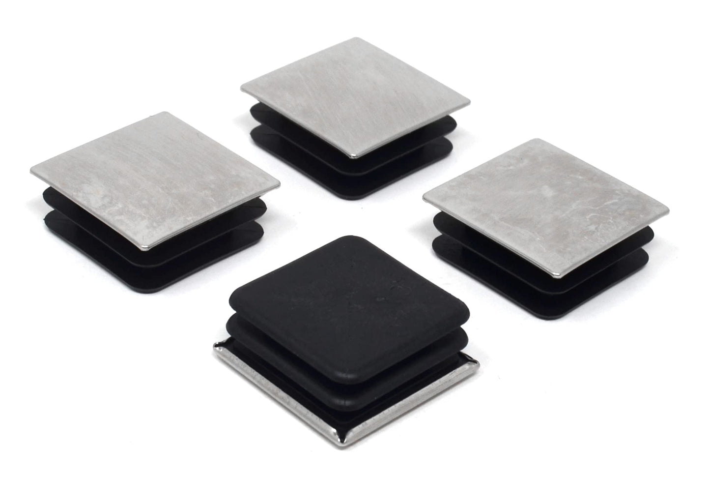 Design61 4x Sichtstopfen Lamellenstopfen 30x30 mm Metallabdeckung für Quadratrohre für Innenmaß 26-27 mm