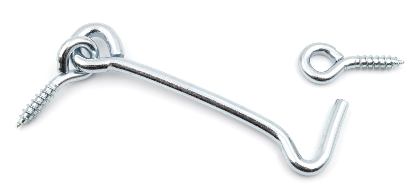 Design61 2x Sturmhaken mit Öse 40 mm Verzinkt Windhaken Sturmsicherung Fensterhaken Türriegel Ösenriegel Schrankriegel Torbefestigung für Fenster Türen Klappen Beschläge