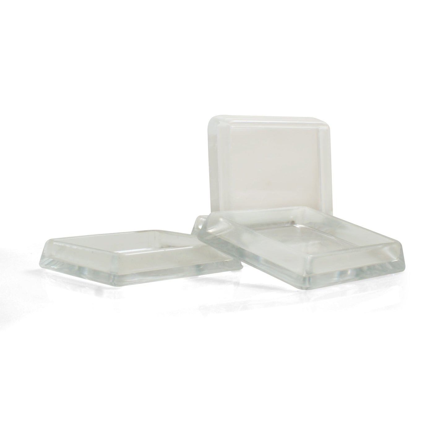 Design61 furniture coasters for square furniture feet, roller coasters, piano coasters, floor protection caps for feet up to 30x30 mm, 4 pieces, crystal clear