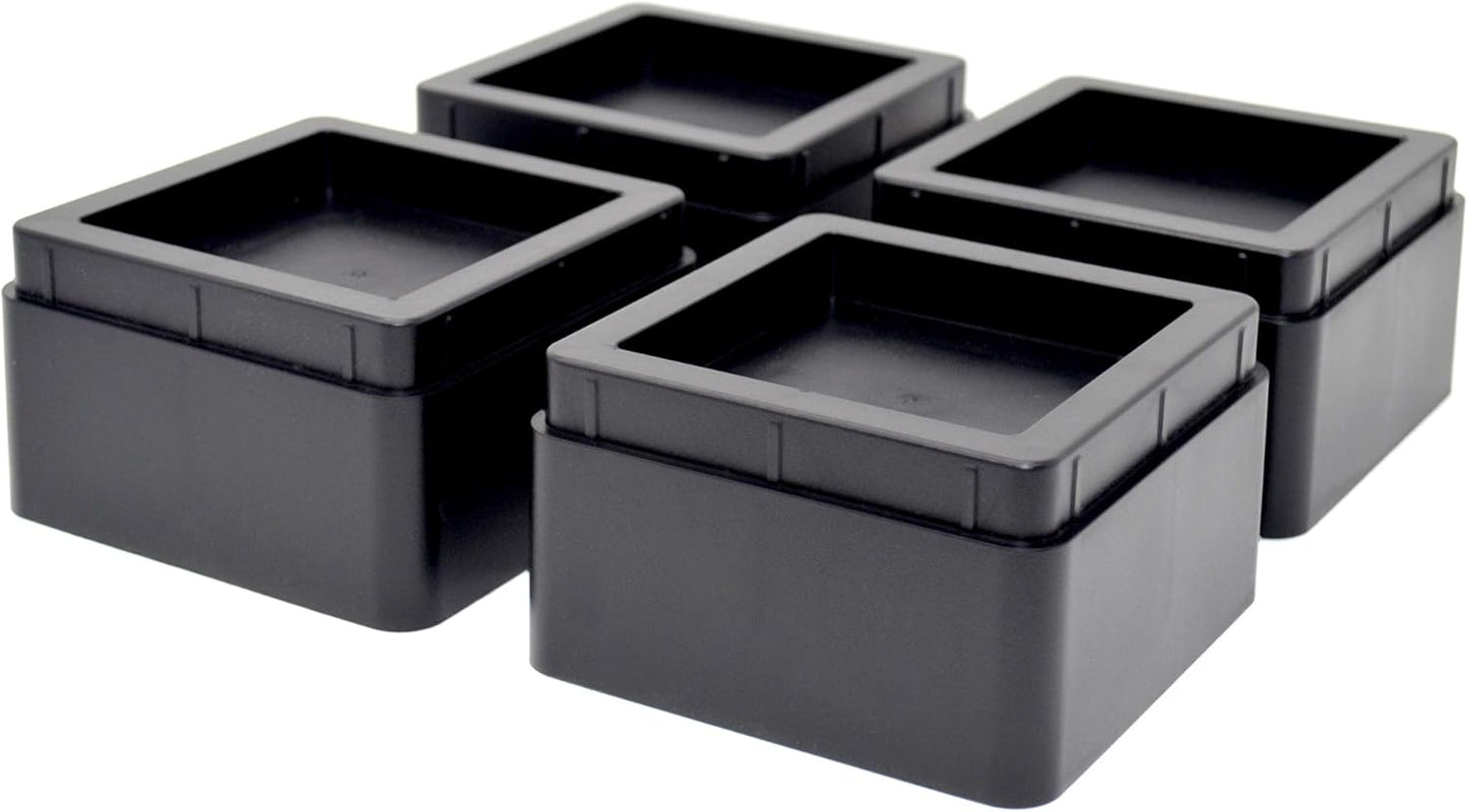 Design61 4er Set Möbelerhöhung Betterhöher Tischerhöher Elefantenfuß Bed Riser Stapelbar 57 mm oder 107 mm in Schwarz
