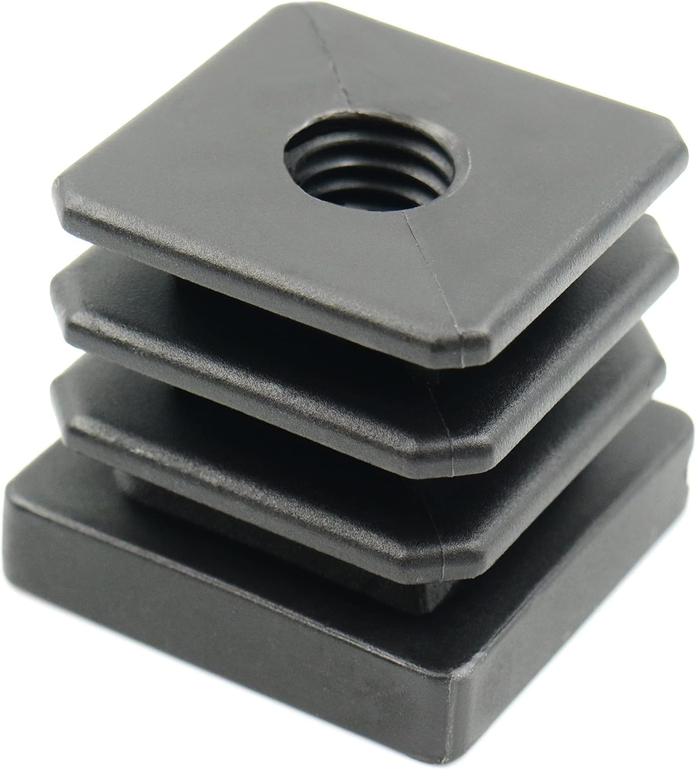 Design61 4X Gewindestopfen Justierstopfen für Quadratrohre mit gespritztem Kunststoffgewinde 40x40 mm 1,5-2 mm mit M10 Innengewinde