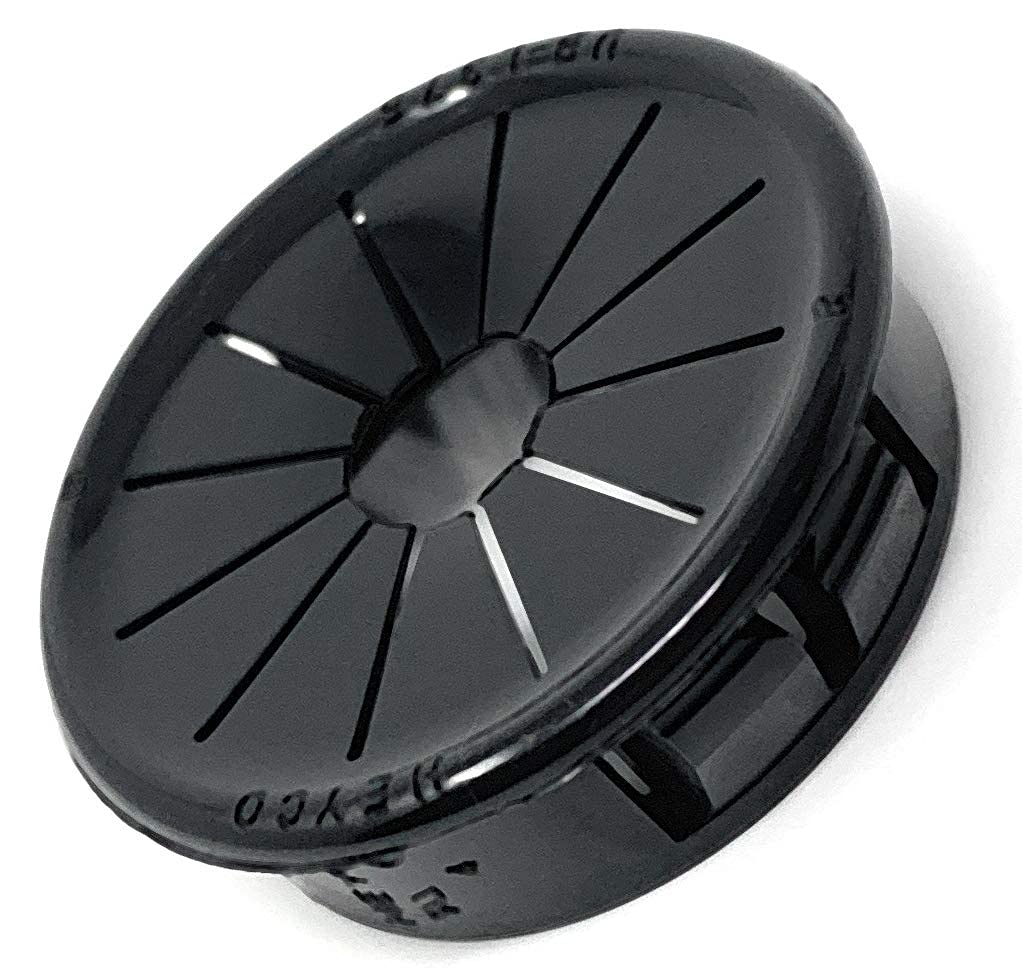 Jeu de 20 passe-câbles en plastique pour câbles de 3,2 à 25,4 mm de diamètre et tôle jusqu'à 3,2 mm d'épaisseur max. en noir