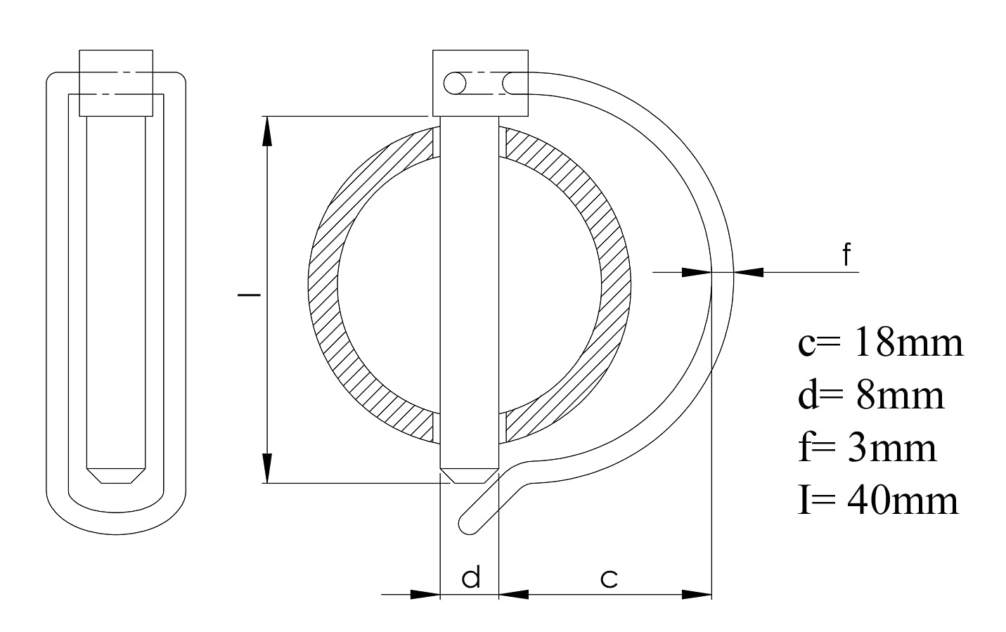 Design61 2x Rohr-Klappsplint Klappstecker 8 x 40 mm galv. verzinkt