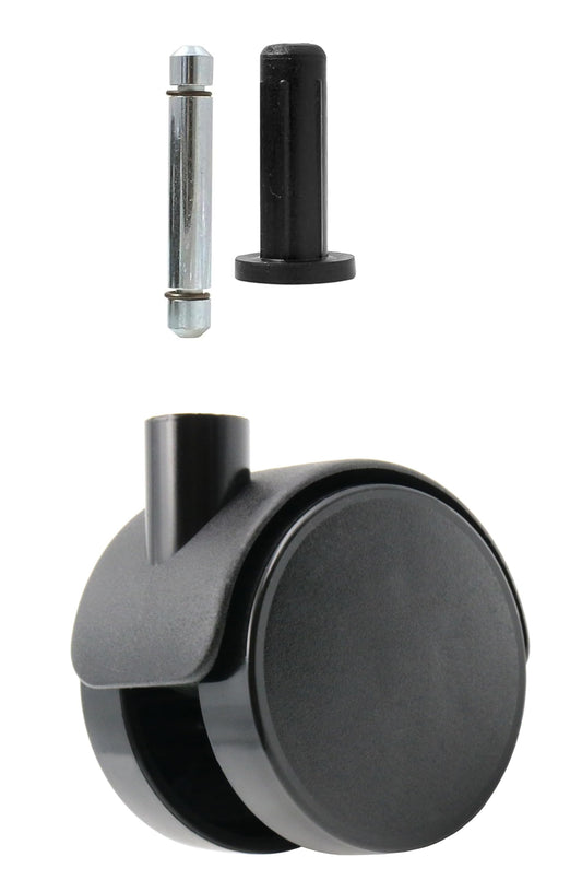 Design61 4er Set Universal Möbelrolle Ø 50mm Lenkrolle Laufrolle Rollen mit Hülse + Stift/Anschraubplatte + Schraube (Schwarz, Set Hülse + Stift)