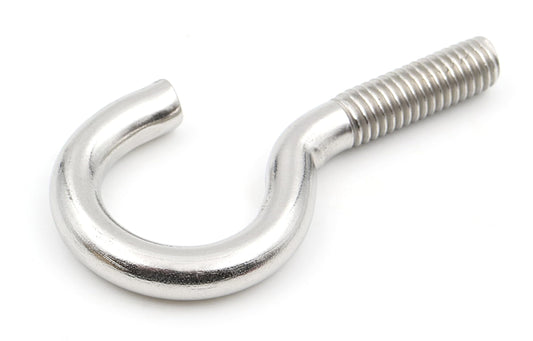 Design61 10x Gebogene Edelstahl Schraubhaken M6 x 50 mm Wandhaken mit Gewinde Einschraubhaken Haken zum Einschrauben für Wand & Decke zur Befestigung von Seilen Ketten Pflanzen Lampen