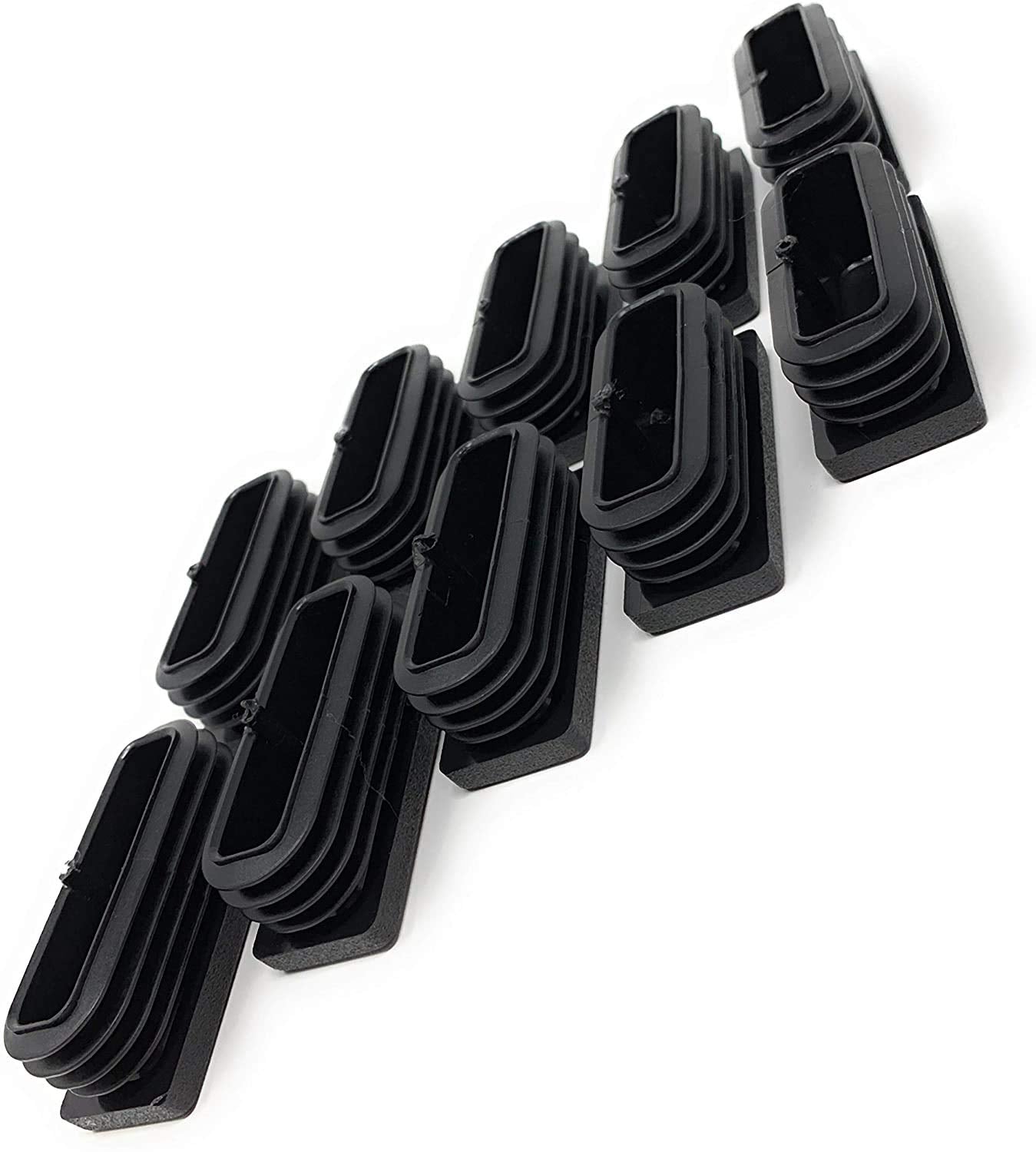 Design61 10x Vierkant Rohrstopfen Lamellenstopfen 50x20mm mit Lamellen für für Wandstärke bis 1,5mm