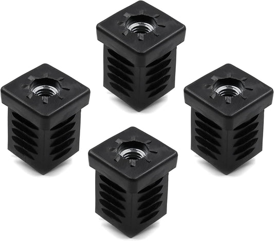 Design61 4x Gewindestopfen Vierkantrohrstopfen 25x25 mm Wandstärke 1-2 mm mit M10 Innengewinde