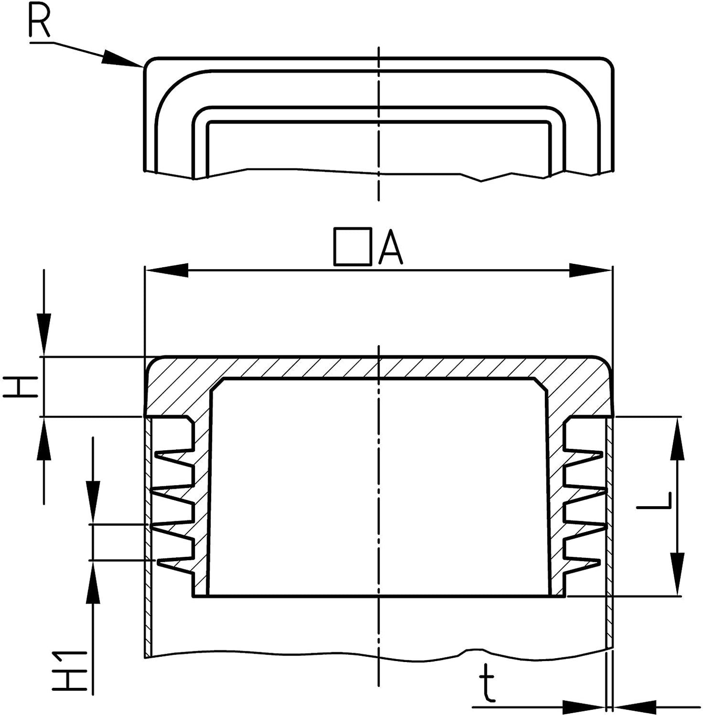 Design61 4x bouchons de tube carrés, bouchons à lattes 80x80 mm avec lattes pour dimensions intérieures 66-72 mm