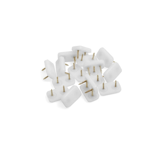 Design61 16x patins pour meubles en plastique 30x18 mm avec clou en blanc