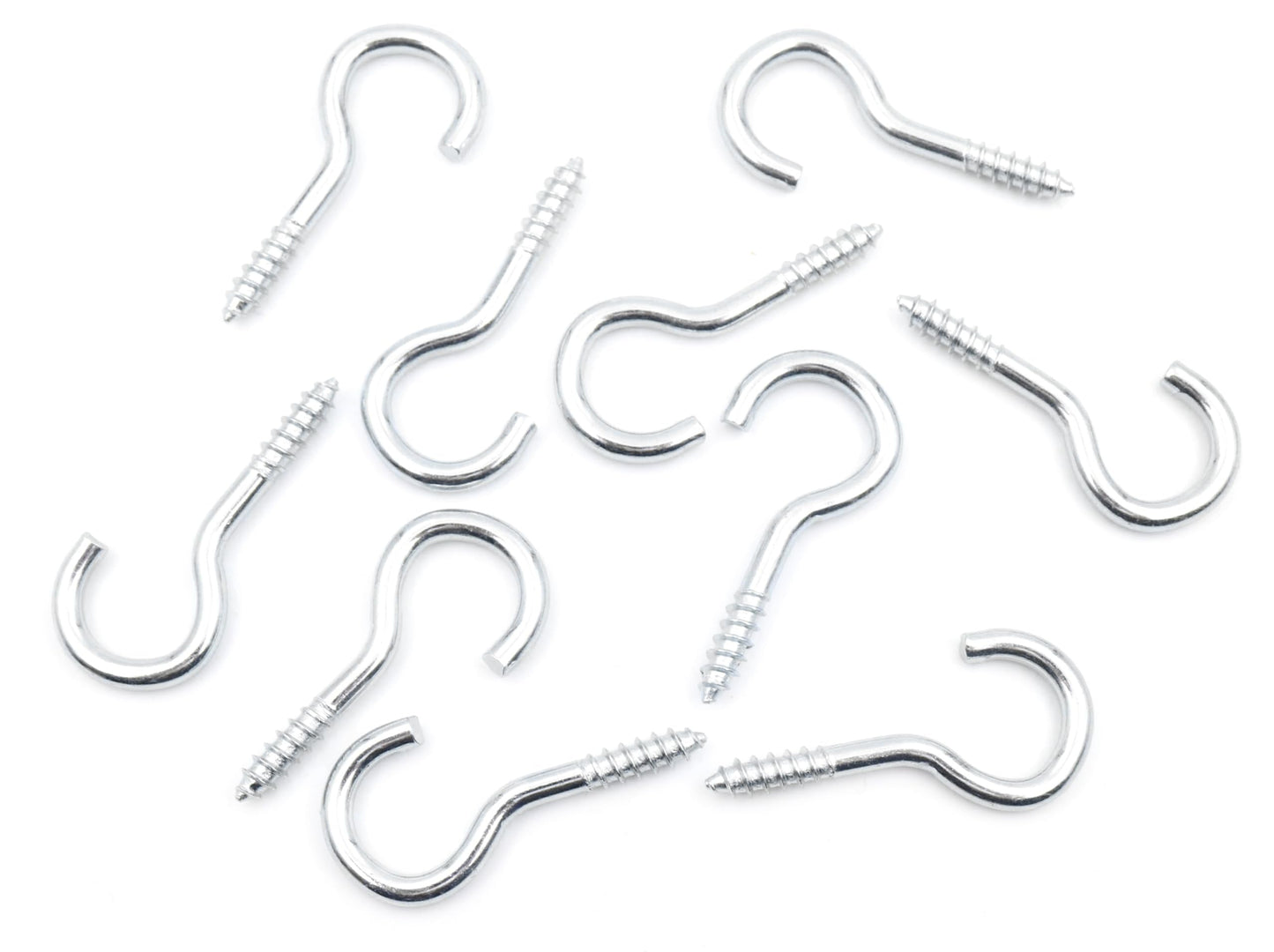 Design61 Gebogene Schraubhaken Wandhaken Verzinkt mit Holzgewinde Einschraubhaken für Wand Decke Haken zur Befestigung von Seilen Ketten Pflanzen Lampen (25 x 2,4 mm, 10, stück)