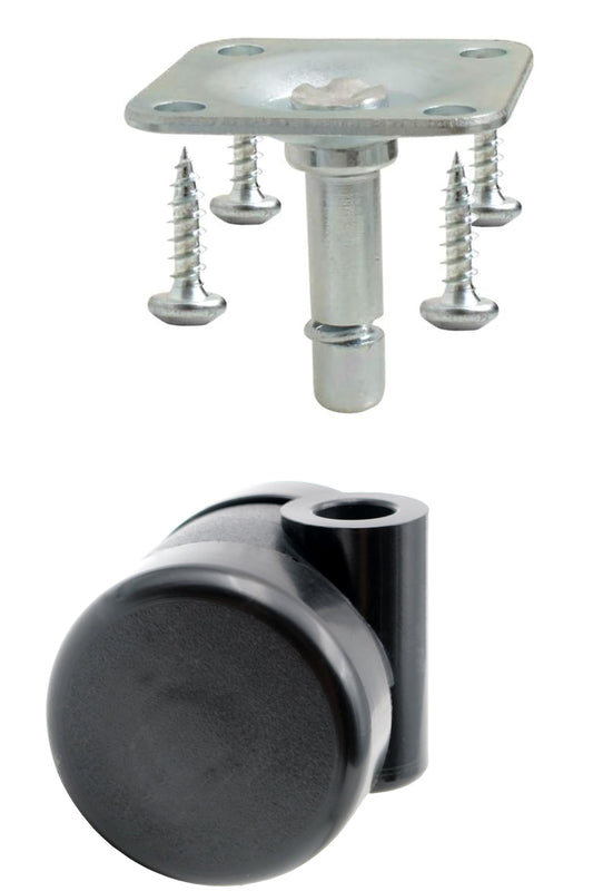 Design61 4er Set Universal Möbelrolle Ø 35mm Lenkrolle Laufrolle Rollen mit Anschraubplatte + Schraube