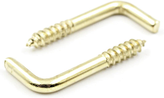 Design61 Schlitzhaken Gerade Schraubhaken Konsolhaken Stahlhaken Wandhaken mit Gewinde Einschraubhaken für Wand & Decke Haken zur Befestigung von Ketten Lampen Vermessingt (2,5 x 25 mm, 10, stück)