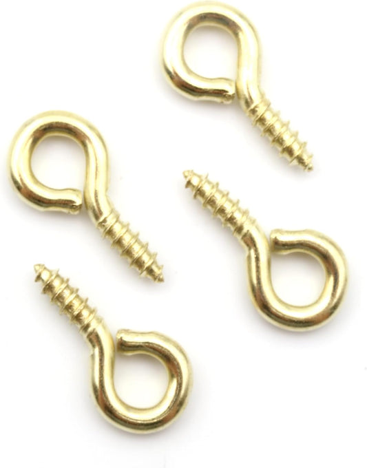 Design61 Ringschrauben Ösenschraube mit Holzgewinde Schraubhaken Wandhaken Vermessingt für Wand & Decke Haken zur Befestigung von Seilen Ketten Pflanzen Lampen (19 x 9 mm, 10, stück)