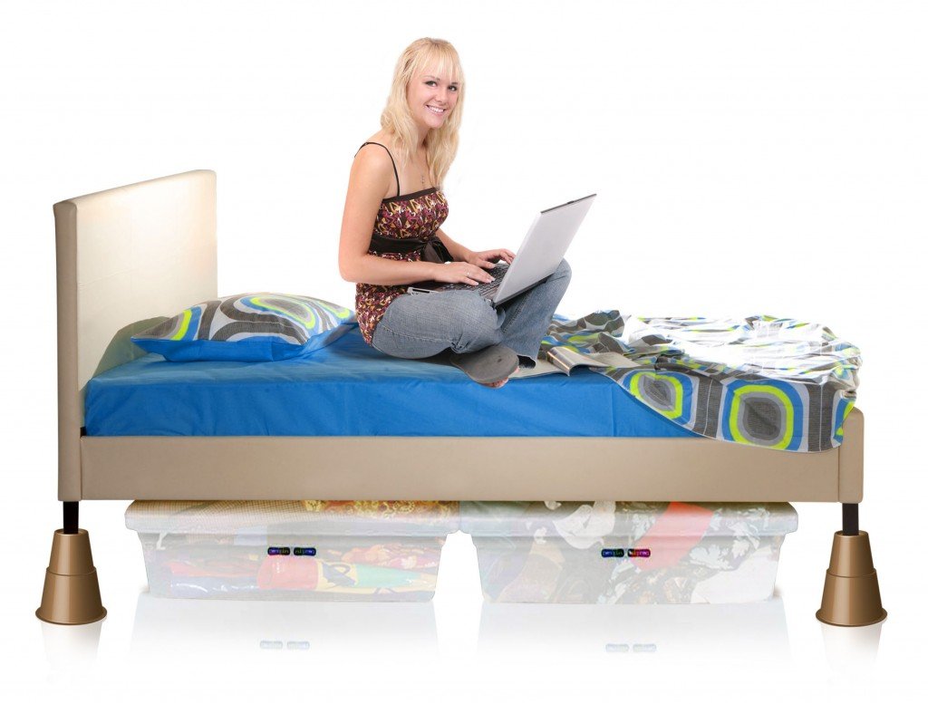 Rehausseur de lit Slipstick CB650 12,7 cm, rehausseur de meuble, crée un espace de rangement sous le lit, 4 pièces, supporte 900 kg, marron