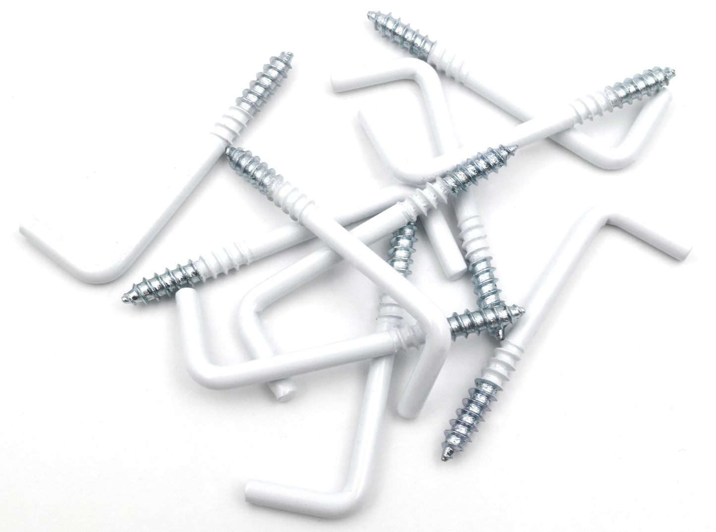Design61 10x Schraubhaken Weiß Gerade 40 x 3,3 mm Hakenschraube Wandhaken Drehhaken mit Gewinde Haken zum Einschrauben für Wand & Decke Verzinkt Befestigung für Seile Ketten Lampen Pflanzen