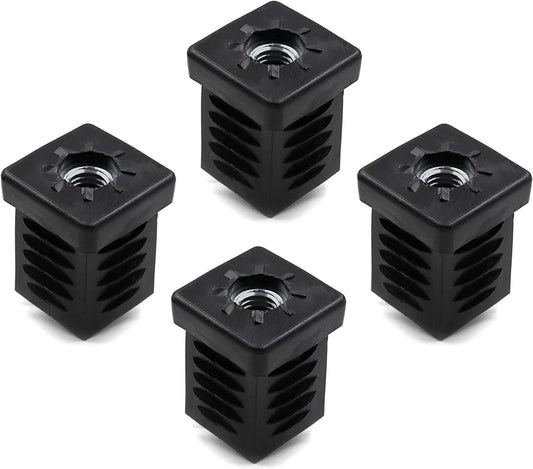 Design61 4x Gewindestopfen Vierkantrohrstopfen 25x25 mm Wandstärke 1-2 mm mit M8 Innengewinde