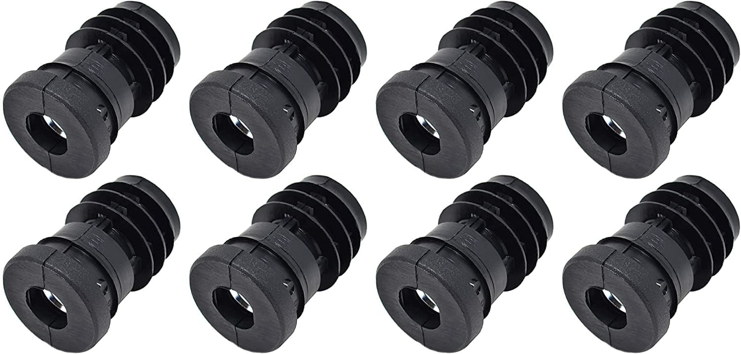 Design61 8x Gewindestopfen Justierstopfen für Rundrohr mit eingelegter Metallmutter Ø25mm 1,5-2 mm mit M8 Innengewinde