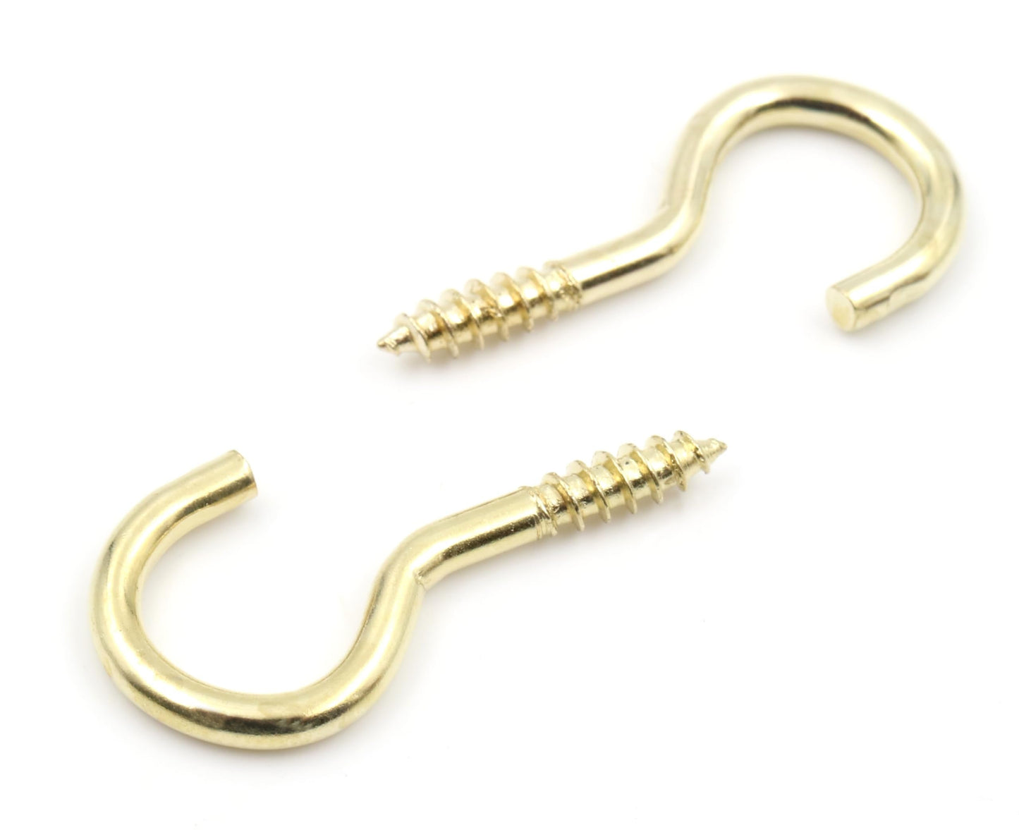 Design61 10x Gebogene Schraubhaken 30 x 2,6 mm Wandhaken Messing mit Holzgewinde Einschraubhaken für Wand Decke Haken zur Befestigung von Seilen Ketten Pflanzen Lampen