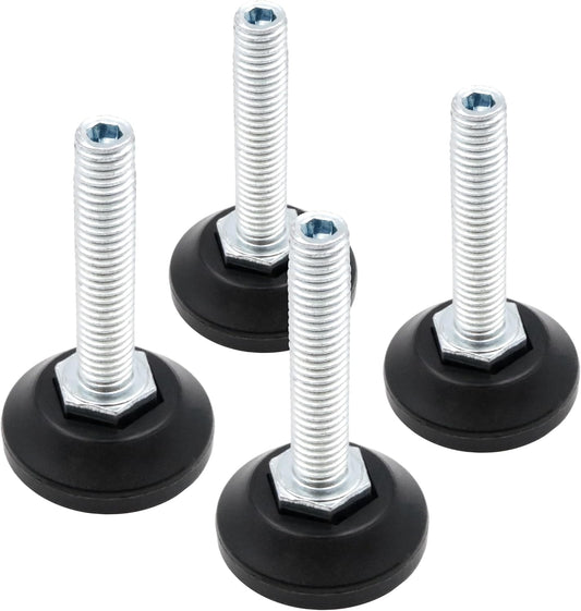Design61 4X Justierfüße Ø 30mm M8x30 Stellschraube verzinkt mit Innensechskant von Oben verstellbar Stellfüße Nivellierfüße für Möbel, Werkbank & Maschinen