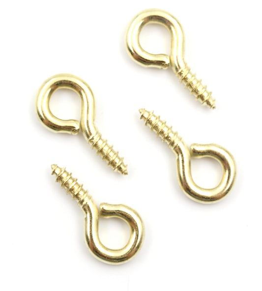 Design61 100x Ringschrauben Ösenschraube 19x9mm mit Holzgewinde Schraubhaken Wandhaken Vermessingt für Wand & Decke Haken zur Befestigung von Seilen Ketten Pflanzen Lampen