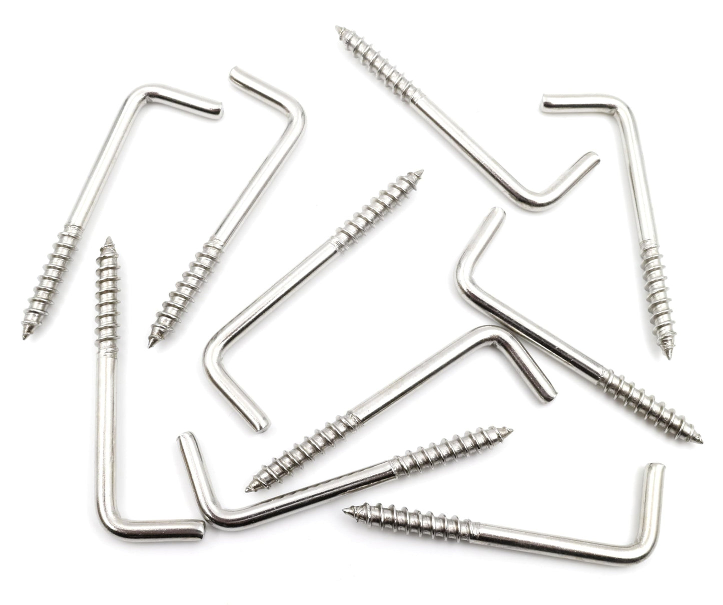Design61 Gerade Schraubhaken Edelstahl Konsolhaken Stahlhaken Wandhaken mit Gewinde Einschraubhaken für Wand & Decke Haken zur Befestigung von Seilen Ketten Pflanzen Lampen (80 x 4,4 mm, 10, stück)