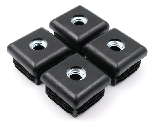 Design61 4X Gewindestopfen Vierkantrohrstopfen 40x40 mm 1-2 mm mit M10 Innengewinde