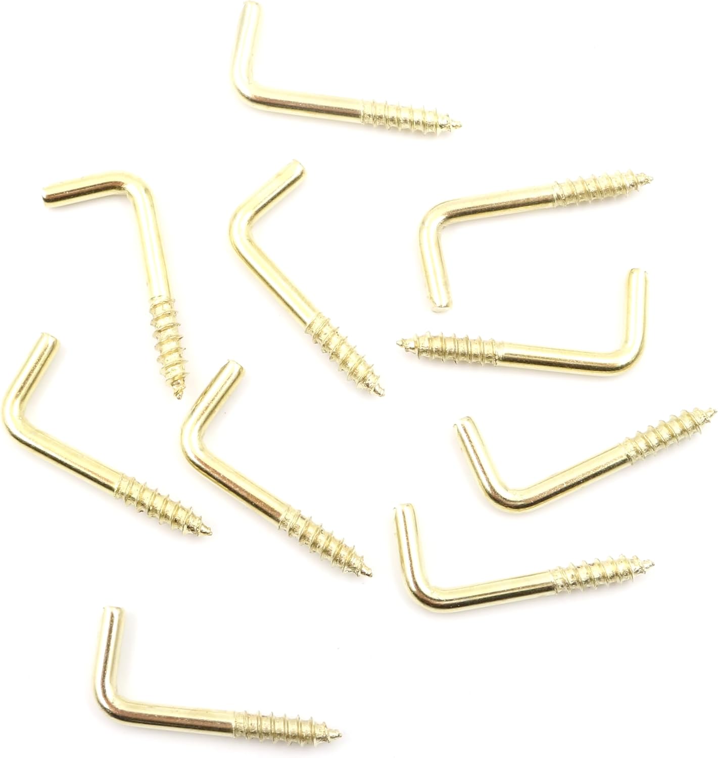 Design61 10x Schlitzhaken Gerade Schraubhaken Konsolhaken Stahlhaken 20 x 2,20 mm Wandhaken mit Gewinde Einschraubhaken für Wand & Decke Haken zur Befestigung von Seilen Ketten Pflanzen Lampen Messing