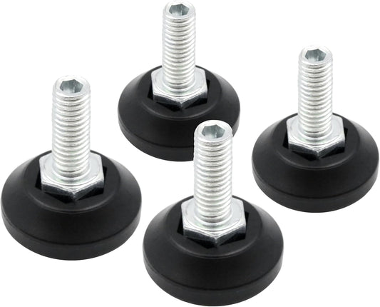 Design61 4X Justierfüße Ø 30mm M8x20 Stellschraube verzinkt mit Innensechskant von Oben verstellbar Stellfüße Nivellierfüße für Möbel, Werkbank & Maschinen