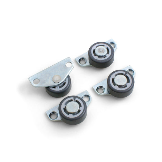 Design61 4x Bettkastenrolle Parkett-Seitenrolle Kastenbockrolle Möbelrolle Möbelrollen 30x14 mm mit weicher Lauffläche