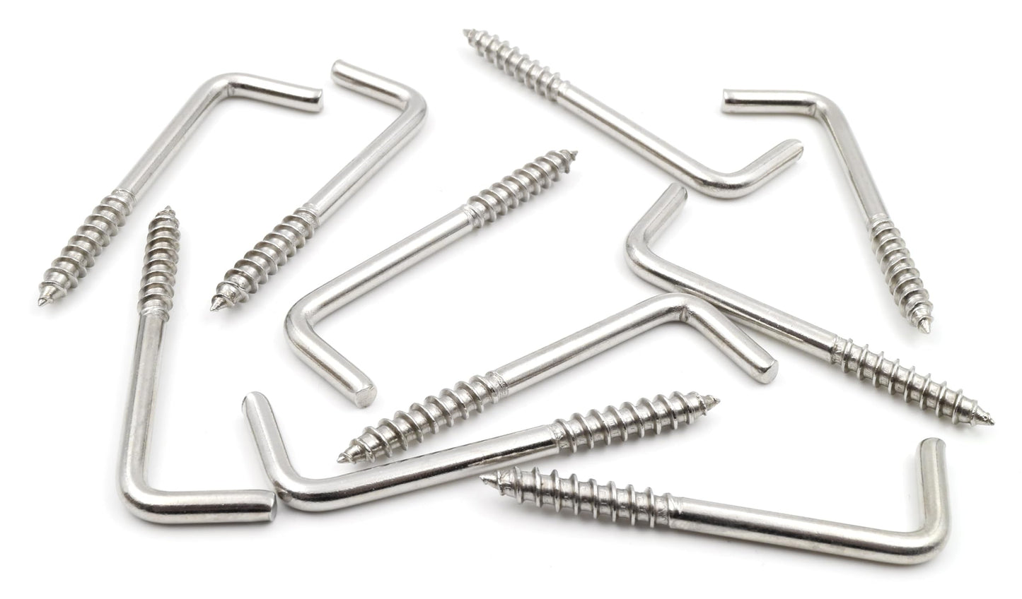 Design61 10x Gerade Schraubhaken Edelstahl Konsolhaken Stahlhaken 60 x 4 mm Wandhaken mit Gewinde Einschraubhaken für Wand & Decke Haken zur Befestigung von Seilen Ketten Pflanzen Lampen