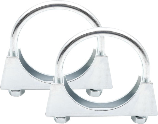 Design61 2 Stück Runde Rohrschelle M8 x 60 mm Bügelschelle Bügelschraube Auspuffschelle U-Bolzen U Bügel mit Muttern Verzinkter Stahl Robust Korrosionsbeständig für Rohrverbindungen