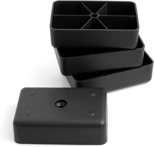 Design61 4er Set Sofa Füße Kunststoff Möbelgleiter Möbeluntersetzer Sofa Sessel zum Anschrauben Kunststoff Möbelgleiter Eckig in Schwarz