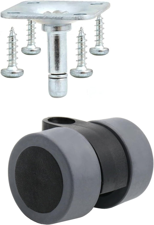 Design61 4er Set Universal Möbelrolle Ø 35mm Gummirolle Rollen für Harte Böden (Set Hülse + Stift)