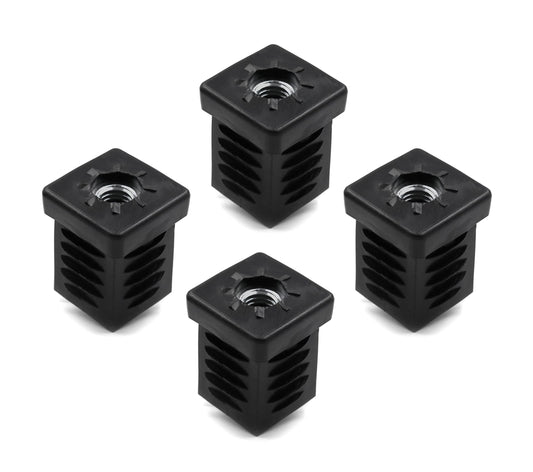 Design61 4x Gewindestopfen Vierkantrohrstopfen 30x30 mm Wandstärke 1-2 mm mit M10 Innengewinde