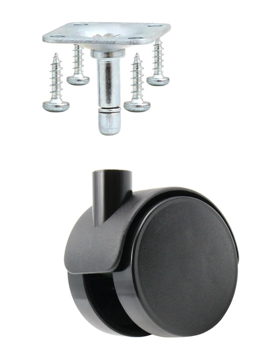 Design61 4er Set Universal Möbelrolle Ø 50mm Gummirolle Rollen mit Anschraubplatte + Schraube