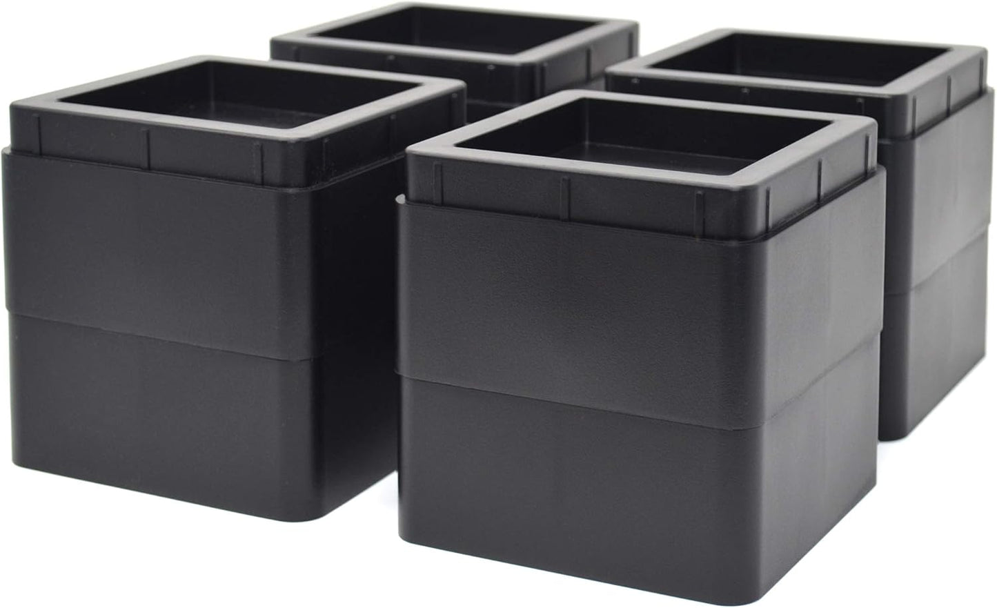 Design61 4er Set Möbelerhöhung Betterhöher Tischerhöher Elefantenfuß Bed Riser Stapelbar 57 mm oder 107 mm in Schwarz