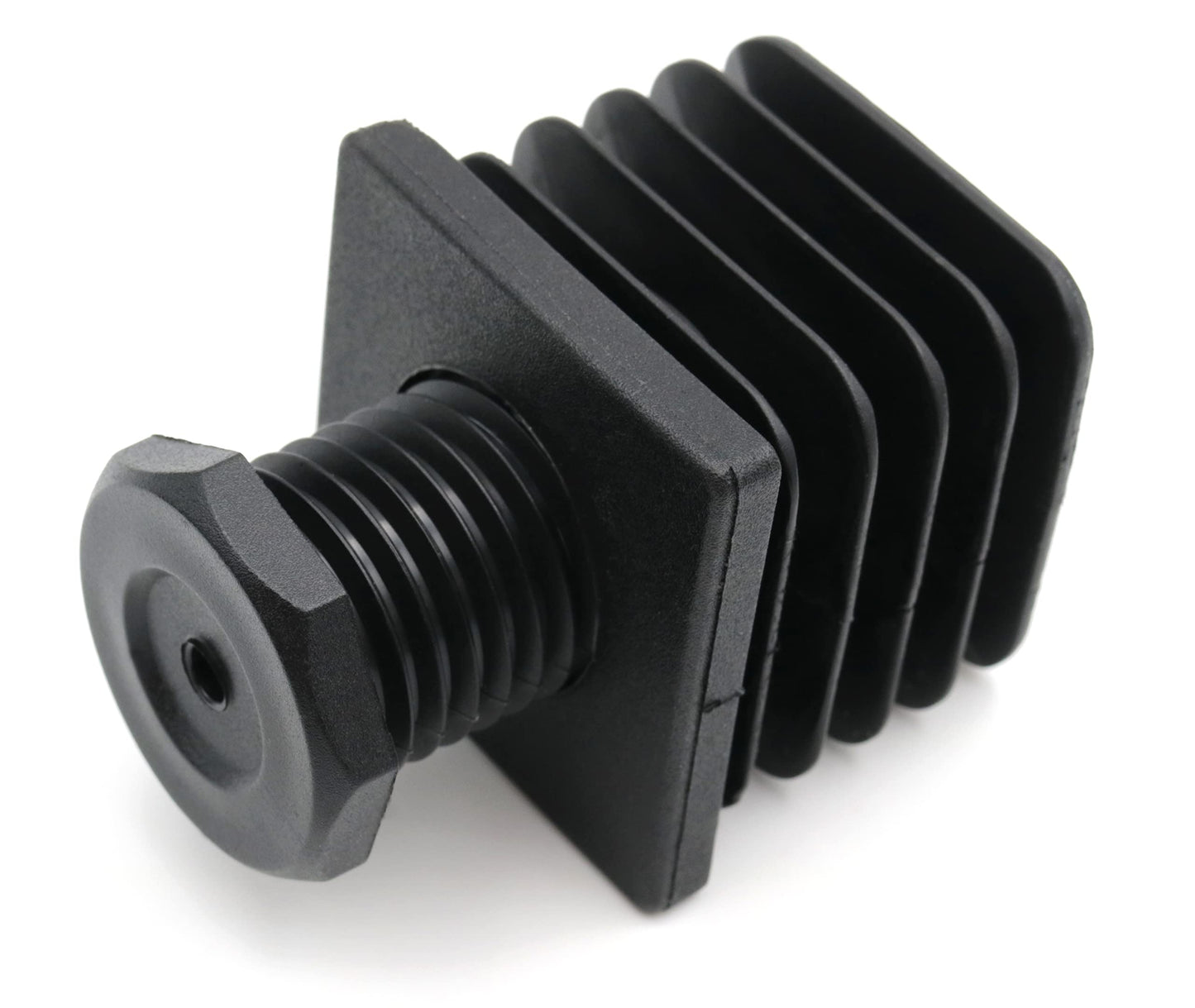 Design61 4X Justierstopfen für Vierkantrohre Rohrstopfen 40 x 40 mm mit Lamellen M22x25 mm Wandstärke 1,5-2,0 mm