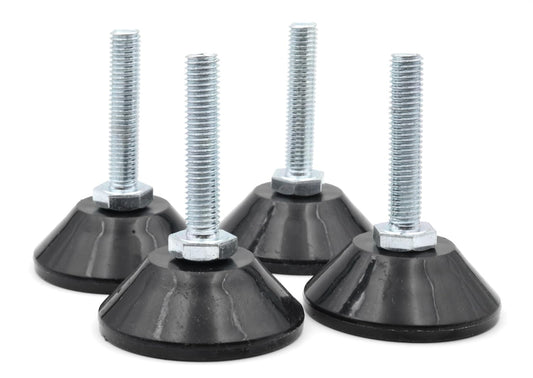 Design61 4x Justierschraube Verstellschraube Möbelfuß Verstellbar Ø58 mm Teller M10 x 50 mm verzinkte Schraube bis 550kg (Fuß drehbar)