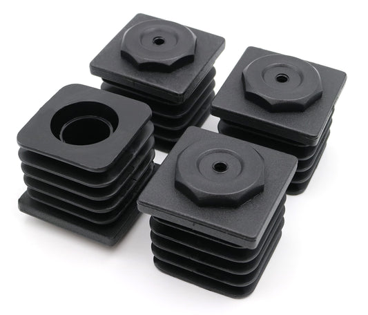 Design61 4X adjusting plugs for square tubes Pipe plugs 40 x 40 mm with slats M22x25 mm Wall thickness 1.5-2.0 mm