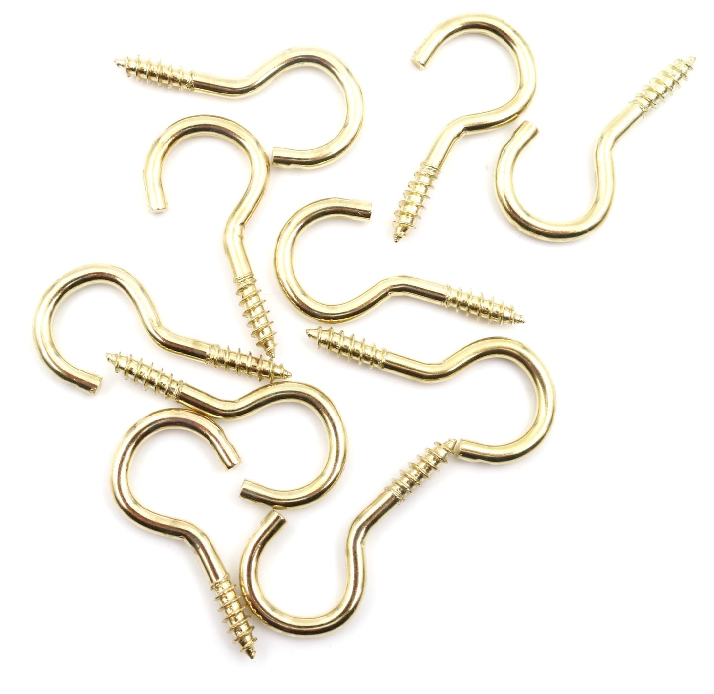 Design61 10x Gebogene Schraubhaken 30 x 2,6 mm Wandhaken Messing mit Holzgewinde Einschraubhaken für Wand Decke Haken zur Befestigung von Seilen Ketten Pflanzen Lampen