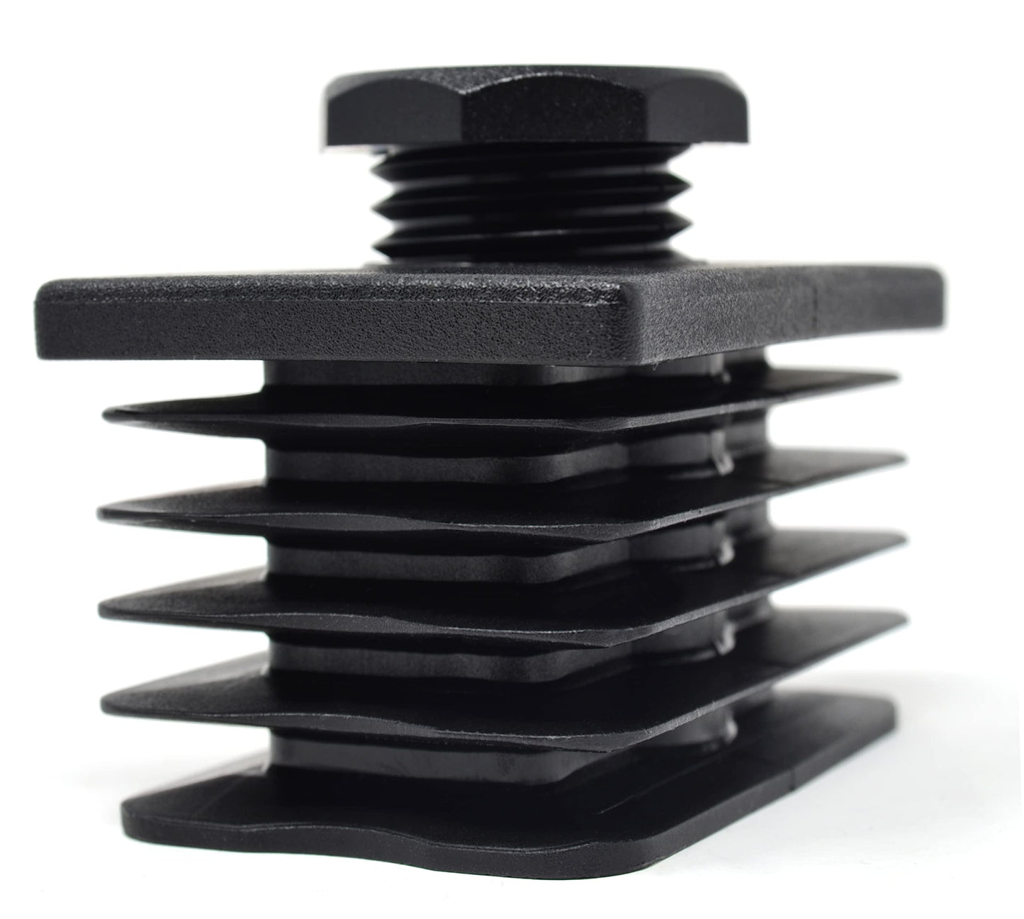 Design61 4x Gewindestopfen Rohrstopfen für Rechteckrohre Justierstopfen mit Gewinde 60 x 40 mm mit Lamellen M22x25 mm Traglast bis 400Kg