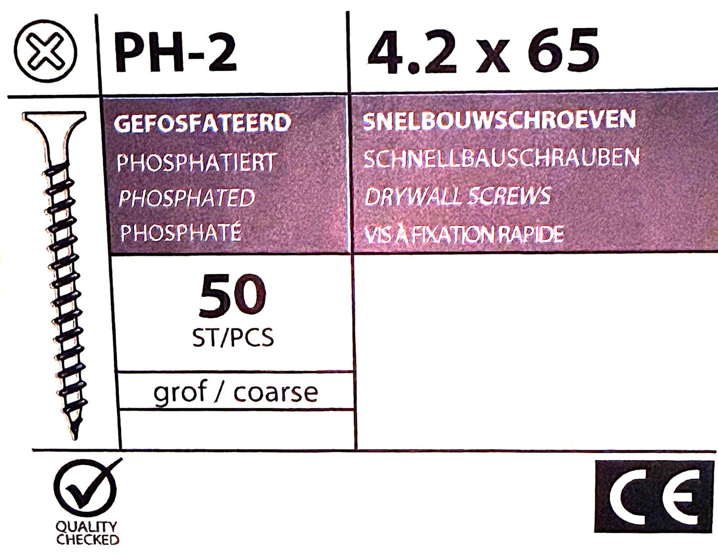 Design61 Schnellbauschrauben Grobgewinde Trockenbauschrauben Gipsplattenschrauben Gipskartonschraube Rigipsschrauben Trockenwandschrauben Stahl Gehärtet Phosphatiert Schwarz (4,2 x 65, 50, stück)