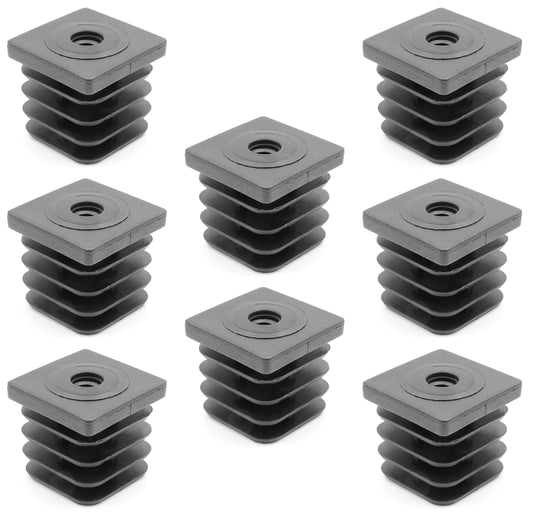 Design61 8X Gewindestopfen Justierstopfen Fußkappen Einsteckbuchse für Quadratrohre 32x32 mm mit M8 Innengewinde Traglast für Wandstärke 1,5-2 mm
