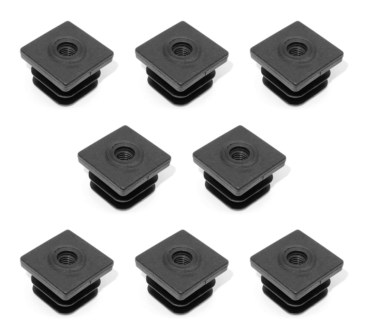 Design61 8x Gewindestopfen Justierstopfen Fußkappen Einsteckbuchse für Quadratrohre 30x30 mm mit M8 Innengewinde Traglast bis 200Kg für Wandstärke 2,5-3 mm