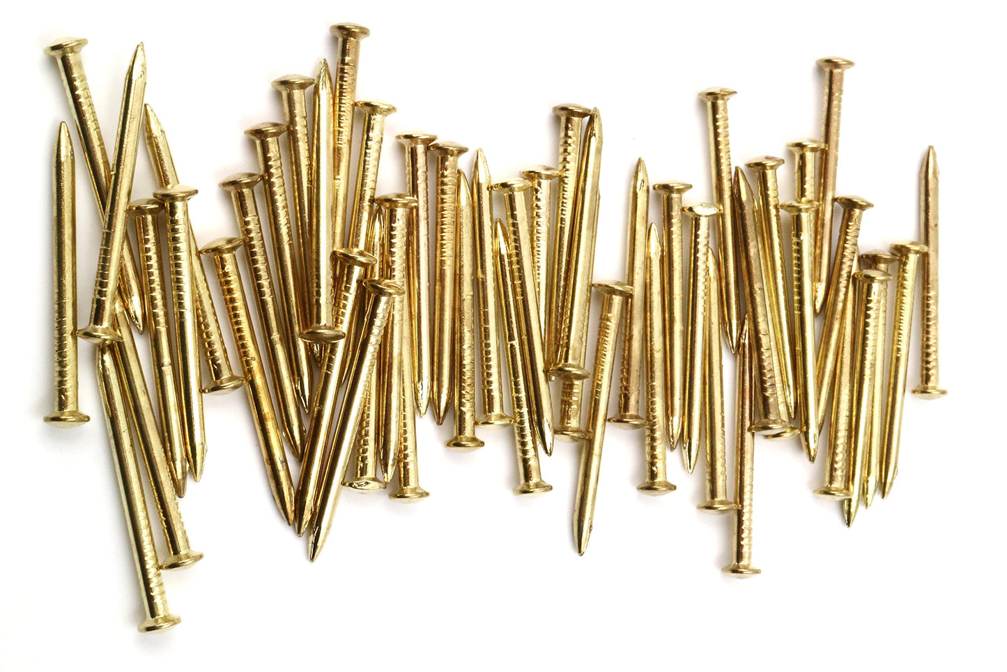 Design61 50x steel pins steel nails skirting board pins nail 2.5 x 40 mm lens head brass plated